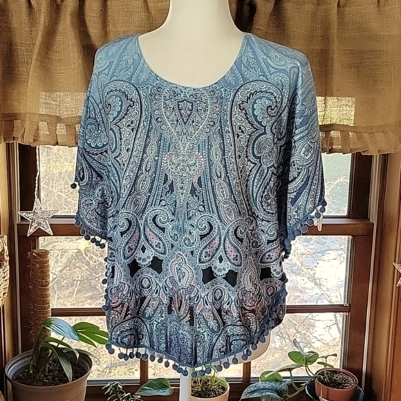 World Unity Pom Pom Fringe Blouse - Picture 2 of 10